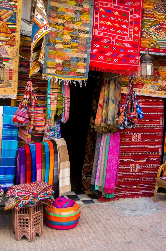 A store selling colourful rugs