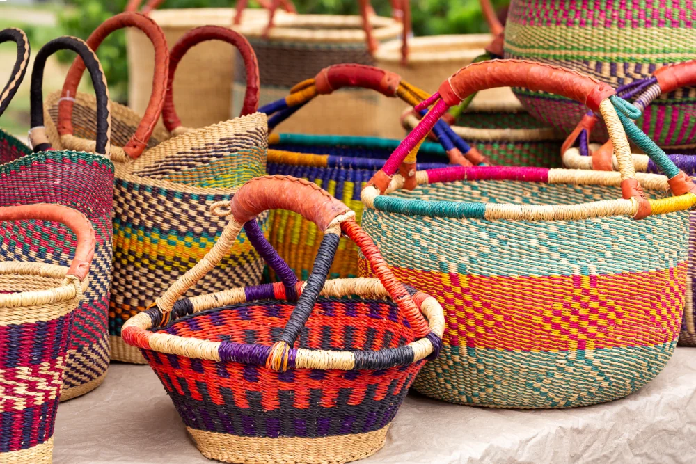 Colourful handmade baskets